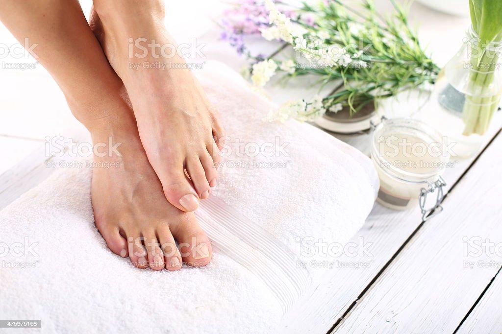 Beautiful feet of a woman during treatments.